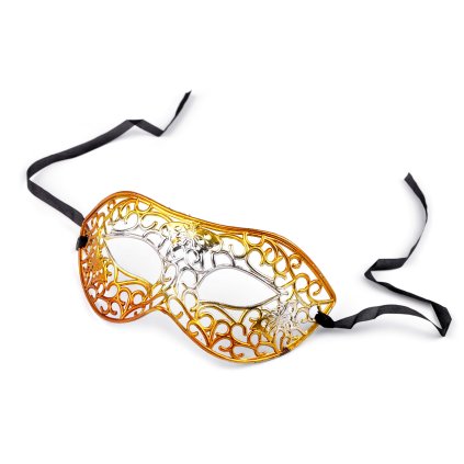 Karnevalová maska - škraboška metalická (Varianta 2 pink zlatá, Balení 1 ks)