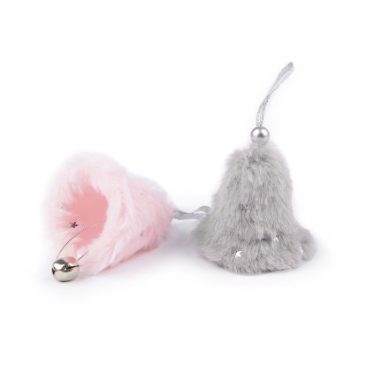 Kožešinový zvoneček s rolničkou (Varianta 1 pudrová stříbrná, Balení 1 ks)