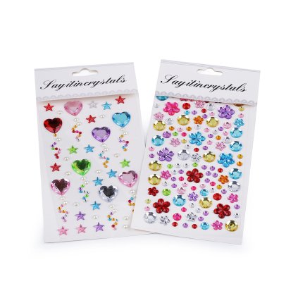 Samolepicí ozdoby z broušených kamínků (Varianta 1 mix srdce, Balení 1 karta)