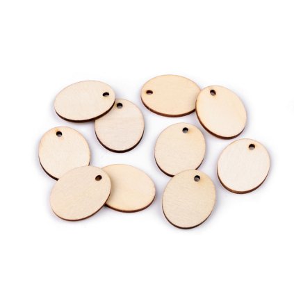 Dřevěná cedulka / štítek k domalování srdce, ovál (Varianta 1 přírodní sv. ovál, Balení 10 ks)