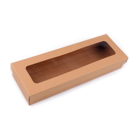 Papírová krabice s průhledem (Varianta hnědá přírodní, Balení 5 ks)