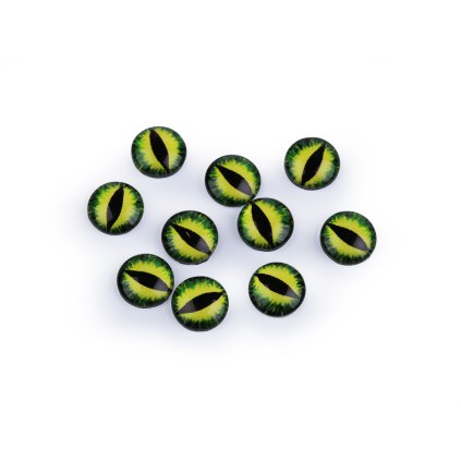 Skleněné oči k nalepení kočka, drak Ø10 a 12 mm (Varianta 1 (10 mm) žlutá, Balení 10 ks)