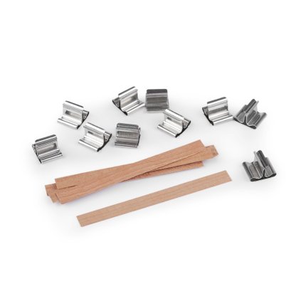 Dřevěný knot na svíčky s držákem 0,8x9 cm (Varianta hnědá přírodní, Balení 10 ks)