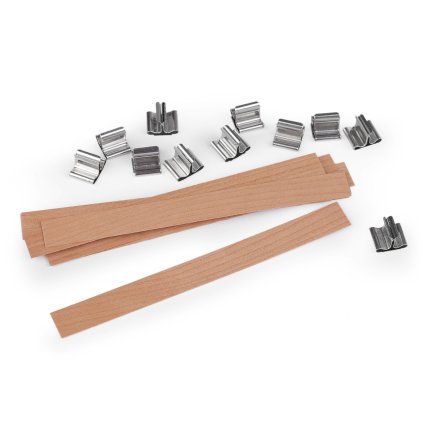 Dřevěný knot na svíčky s držákem 1,5x15 cm (Varianta hnědá přírodní, Balení 10 ks)