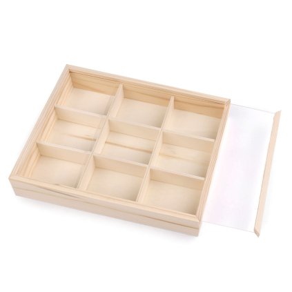 Dřevěný box / organizér s posuvným víkem (Varianta přírodní sv., Balení 1 ks)
