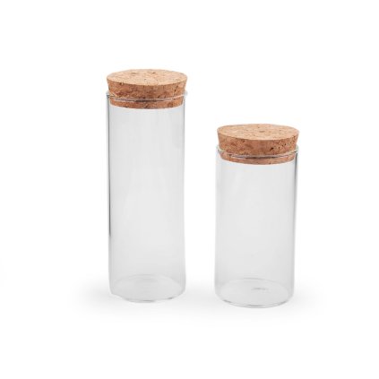Skleněná lahvička / dóza s korkem (Varianta 1 (47x90 mm) transparent, Balení 4 lahv.)