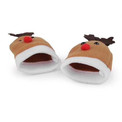 Vánoční mini čepice sob (Varianta béžová tm., Balení 10 ks)