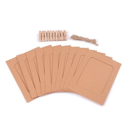 Rámeček na fotky a obrázky s kolíčkem, sada 10 ks (Varianta 1 11x15 cm hnědá přírodní, Balení 1 sada)