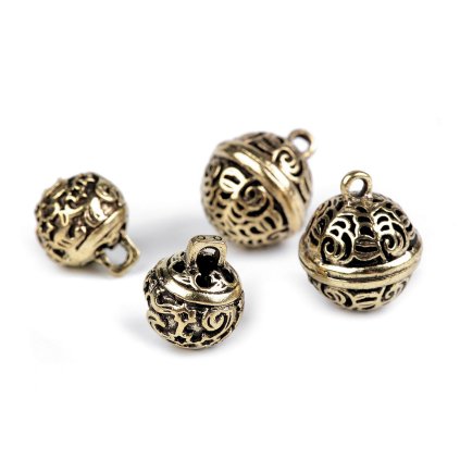 Rolničky mosazné filigránové Ø12 mm, Ø15 mm (Varianta 1 (Ø12 mm) zlatá, Balení 2 ks)