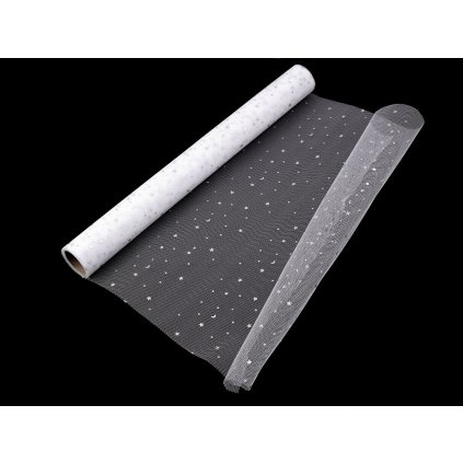 Tyl dekorační hvězdy šíře 48 cm (Varianta 1 bílá hologram, Balení 4.5 m)