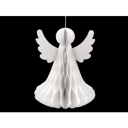 Papírový skládací anděl k zavěšení 32 cm (Varianta bílá, Balení 1 ks)