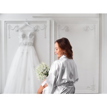 Saténový župan pro nevěsty s aplikací (Varianta 1 (CZ) Off White, Balení 1 ks)