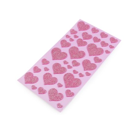 Samolepicí pěnová guma Moosgummi srdce s glitry - mix velikostí