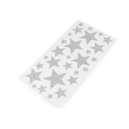 Samolepicí pěnová guma Moosgummi hvězdy s glitry - mix velikostí (Varianta 1 bílá AB, Balení 1 karta)