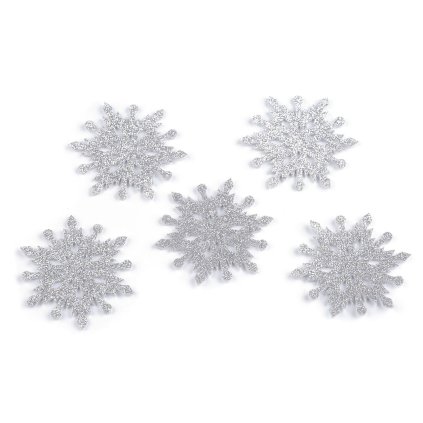 Vánoční filcová vločka s glitry Ø75 mm (Varianta 1 stříbrná, Balení 5 ks)
