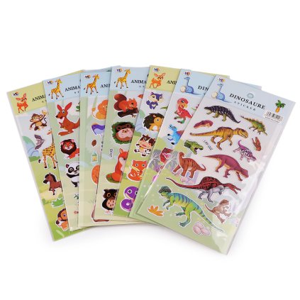 Samolepky plastické - zvířátka, kočky, kosmonauti, dinosauři