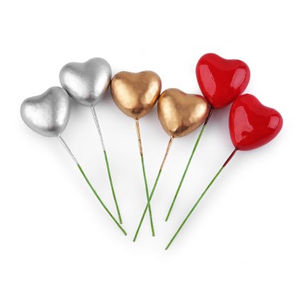 Srdce na drátku (Varianta 1 stříbrná, Balení 10 ks)