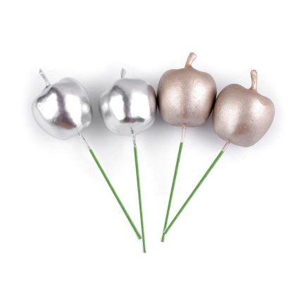 Umělá jablíčka na drátku metalická (Varianta 1 stříbrná, Balení 2 ks)