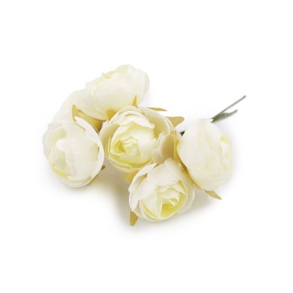 Umělá růže na drátku (Varianta 1 krémová světlá, Balení 6 ks)