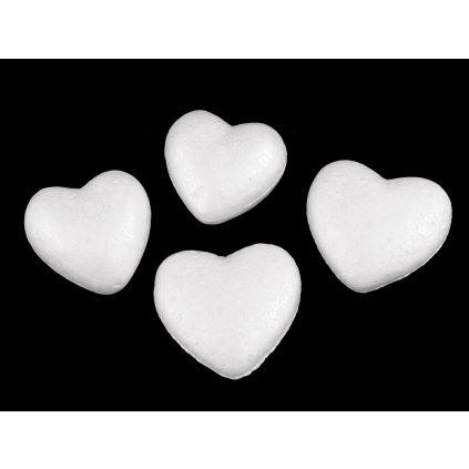 Srdce Ø6; 6,5 cm polystyren (Varianta 1 (Ø6 cm) bílá, Balení 20 ks)