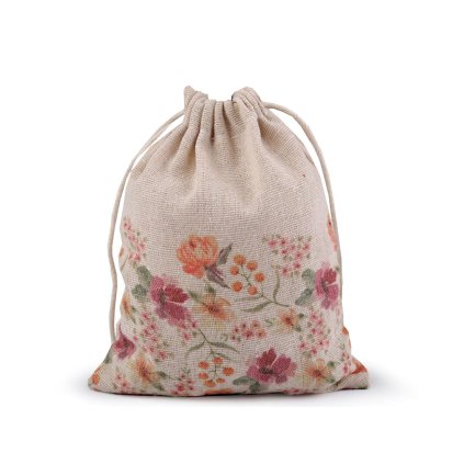 Dárkový pytlík jarní / velikonoční 13x18 cm lněný (Varianta 1 režná růže, Balení 1 ks)