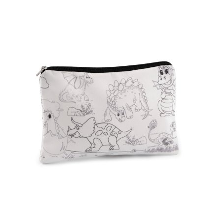 Textilní pouzdro se zipem k domalování 13x22 cm (Varianta 1 Off White dinosaurus, Balení 1 ks)