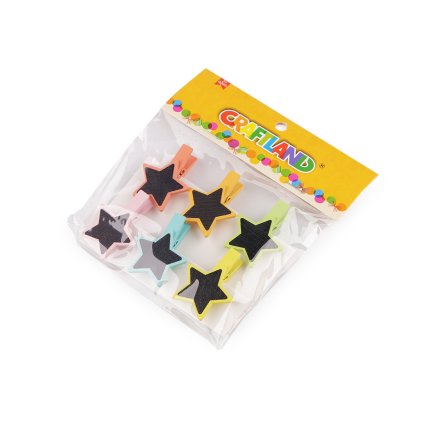 Dřevěné kolíčky s tabulkou - hvězda, srdce, květ (Varianta 1 mix hvězda, Balení 1 sáček)