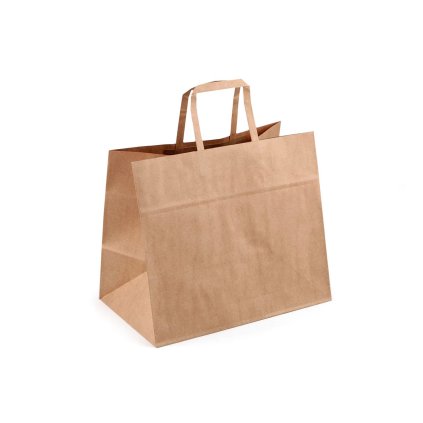Papírová taška se širokým dnem 32x27 cm (Varianta hnědá přírodní, Balení 25 ks)