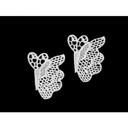 Textilní aplikace / nášivka krajkový motýl (Varianta 2 Off White, Balení 10 ks)