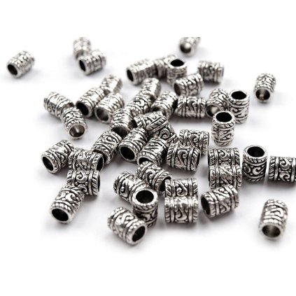 Kovová koncovka na šňůru Ø4 mm / ozdoba (Varianta platina s patinou, Balení 10 ks)