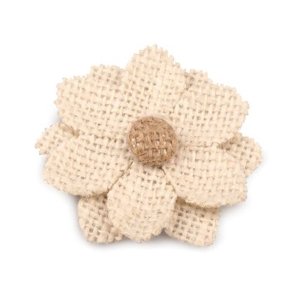 Textilní aplikace / nášivka jutový květ (Varianta 1 režná světlá, Balení 1 ks)