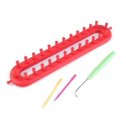 Plastový rámeček na pletení tunelů, šál, čepic 5,2x26 cm (Varianta červená tm., Balení 1 sada)