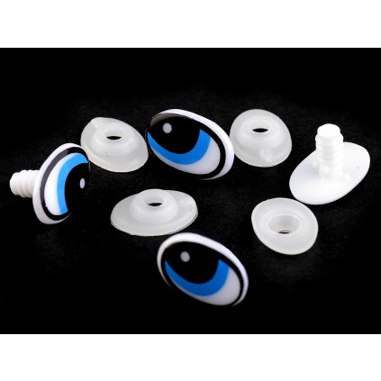 Oči s pojistkou 14x22 mm (Varianta 1 modrá sytá, Balení 8 sada)