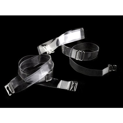 Ramínka silikonová šíře 10 mm; 15 mm s kovovým zapínáním (Varianta 2 (10 mm) transparent bílá, Balení 1 pár)