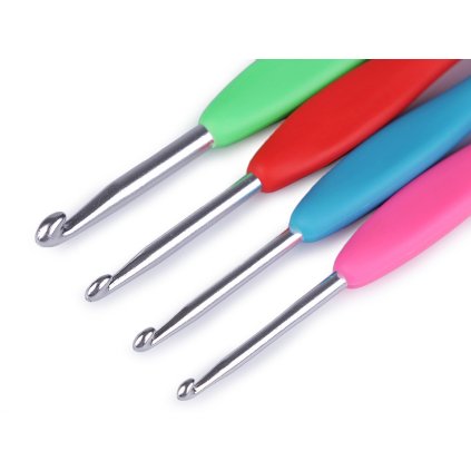 Háček na háčkování se silikonovou rukojetí vel. 3; 3,5; 4; 5; 5,5 (Varianta 1 (3 mm) náhodná barva, Balení 1 ks)