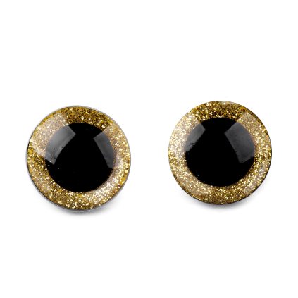 Oči glitrové s pojistkou Ø25 mm (Varianta 1 zlatá, Balení 4 sada)