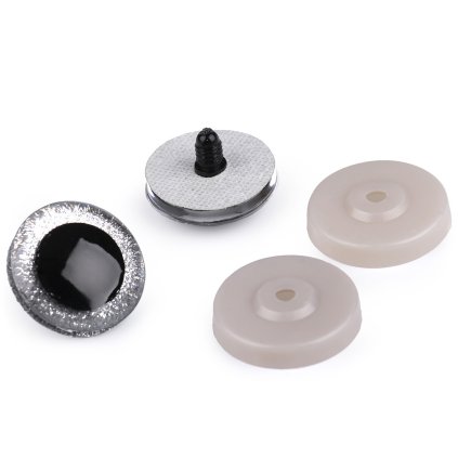 Oči velké s glitry s pojistkou Ø40 mm (Varianta 1 stříbrná, Balení 2 sada)