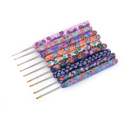 Háček na háčkování se silikonovou rukojetí, se zlatou špičkou (Varianta 1 (0,5 mm) růžová sv., Balení 1 ks)