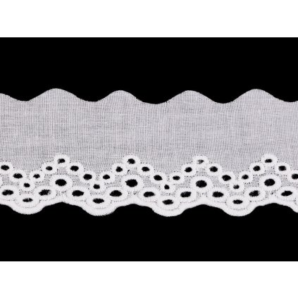 Bavlněná madeira - štykování šíře 50 mm (Varianta bílá, Balení 13.5 m)