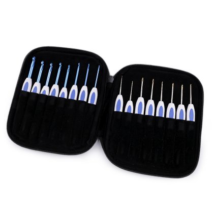 Sada háčků na háčkování v pouzdře (Varianta modrá, Balení 1 sada)