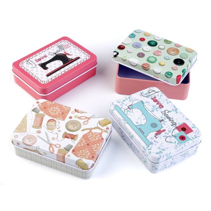 Plechová krabička na šití (Varianta 3 modrá nebeská, Balení 1 ks)