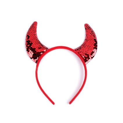 Čertovské rohy s flitry (Varianta červená, Balení 1 ks)