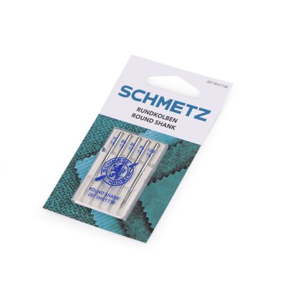 Strojové jehly s kulatým dříkem sdružené 70; 80; 90; 100 Schmetz, pro starší domácí šicí stroje (Varianta nikl, Balení 1 karta)