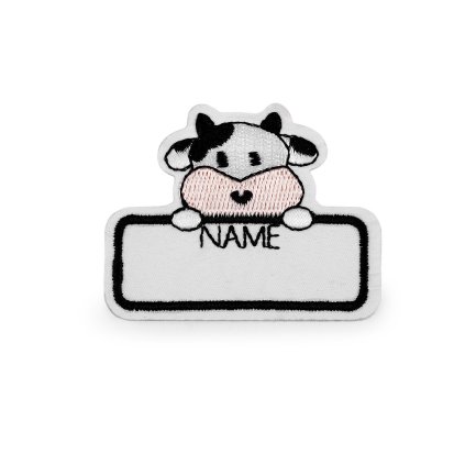 Jmenovka / štítek nalepovací textilní (Varianta 1 bílá kráva, Balení 1 ks)