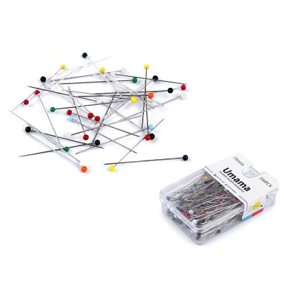 Špendlíky se skleněnou hlavičkou na patchwork délka 38 mm (Varianta mix, Balení 1 krab.)