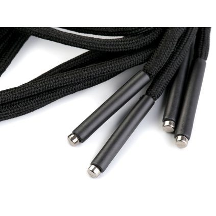 Oděvní šňůra s koncovkami do kapucí délka 120; 140 cm (Varianta 4 (120cm) černá, Balení 2 ks)