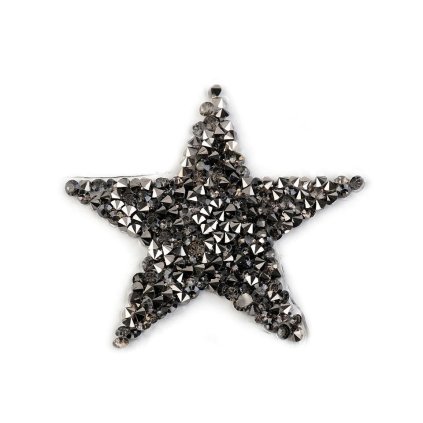 Nažehlovací hvězda s kamínky (Varianta 1 stříbrná, Balení 1 ks)