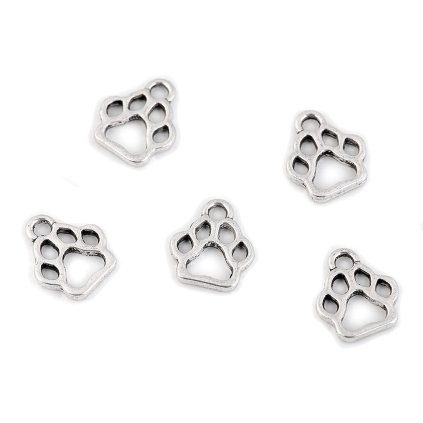 Přívěsek tlapka pro pejska 11x13 mm (Varianta platina, Balení 10 ks)