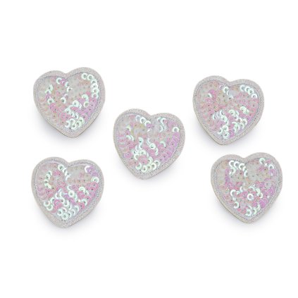 Nažehlovačka srdce s flitry (Varianta 1 růžová nejsv. AB, Balení 10 ks)