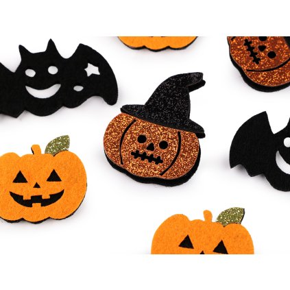 Filcový mix s glitry, Halloween (Varianta 3 mix, Balení 12 ks)